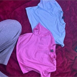 SHEIN Pink and Light Blue Tops